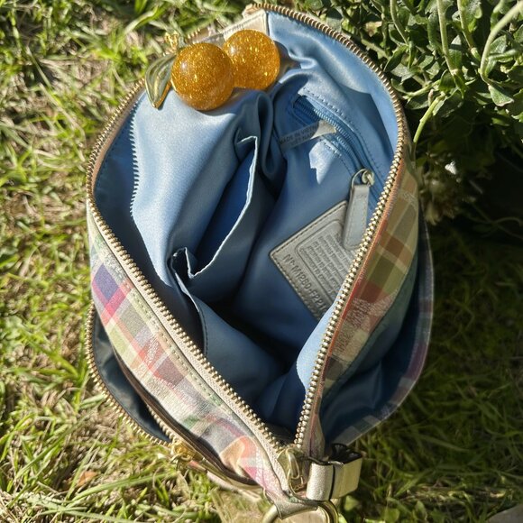 Coach Poppy Daisy Madras Pastel Tartan Plaid Crossbody Purse - Picture 14 of 16